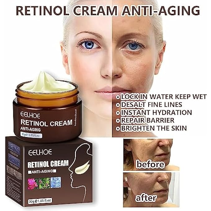 EELHOE RETINOL ANTI AGING WRINKLE REMOVAL SKIN FIRMING CREAM, EELHOE RETINOL CREAM ANTI-AGING WITH HYALURONIC ACID AND VITAMIN (5PCS) - Image 2